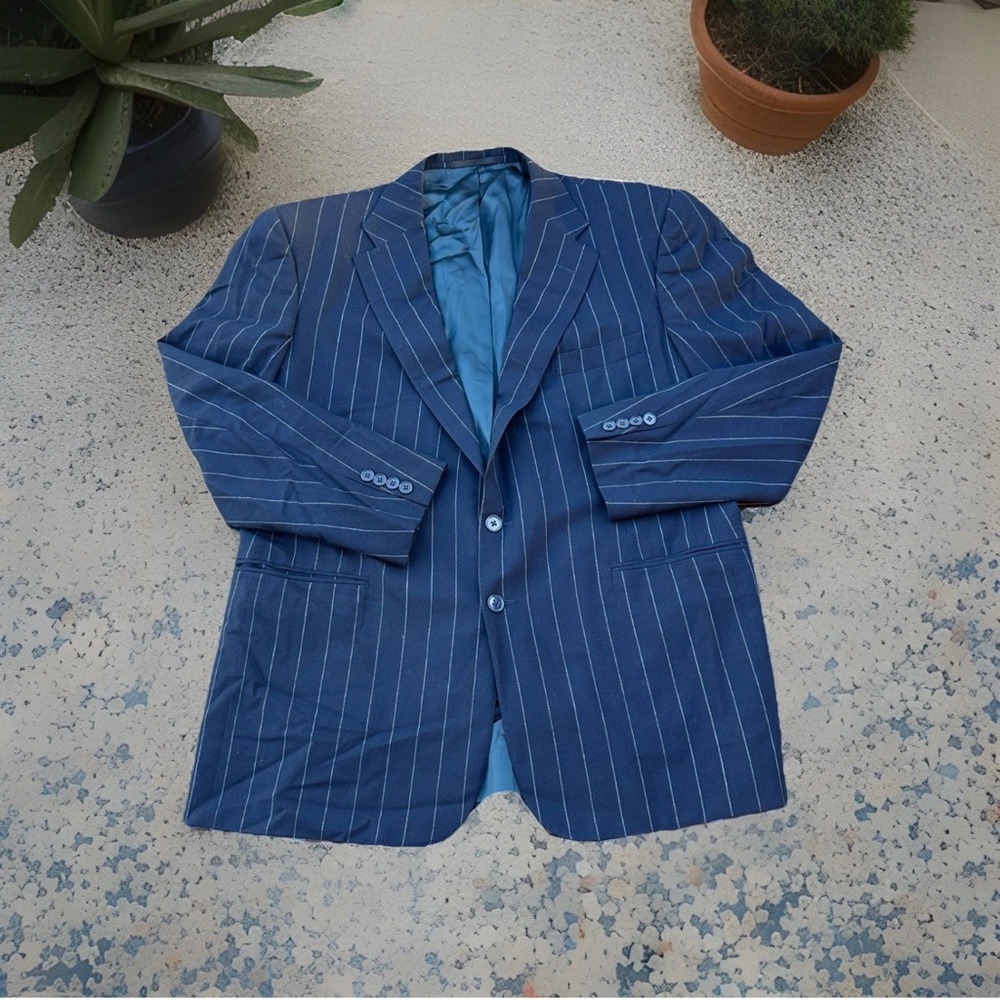 Polo Ralph Lauren Purple Label Blazer 97.5% Wool 2.5% Cashmere Size 44 Striped